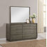 Commode 8 tiroirs Carlwirt et miroir chêne taupe