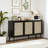 59"Wide Rattan Sideboard Buffet Cabinet with Hand-Woven Design,,Adjustable Shelves,Versatile Storage for Dining Room & Kitchen-1741382893