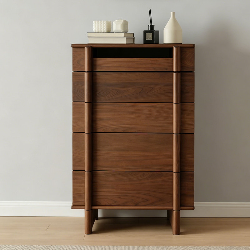 Commode décorative à tiroir simple en noyer noir, H 42,71 cm x l 27,55 cm x P 15,74 cm