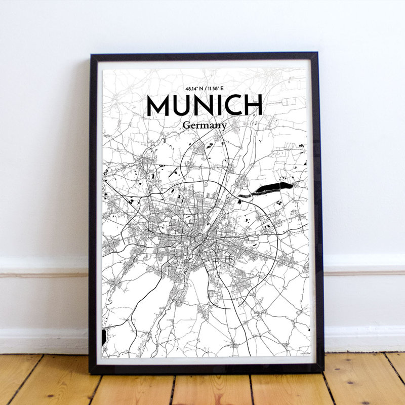 Munich City Map - No Frame Print, 43.2cm H x 27.9cm W x 0.13cm D