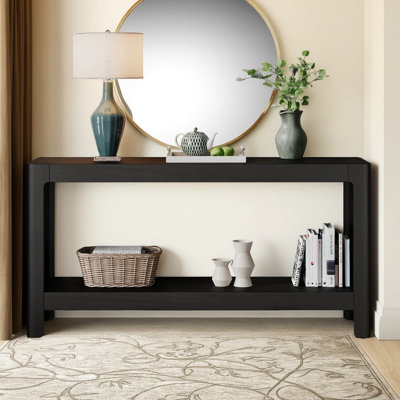 Modern Farmhouse Console Table with Premium Wood Veneer and Rounded Corners