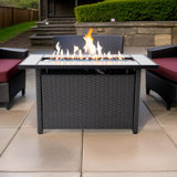 Madilene 25'' H X 23'' W Outdoor Propane Fire Pit Table 50,000 BTUs with Lava Rocks & Lid