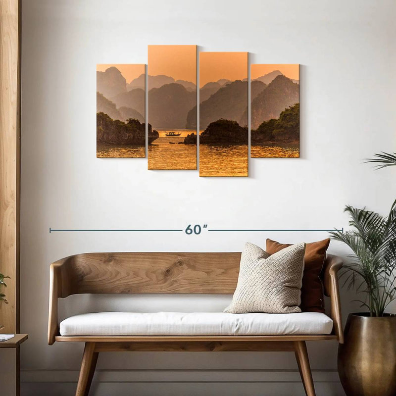Marchelle, coucher de soleil sur la baie d'Halong, H 27 po x l 43 po