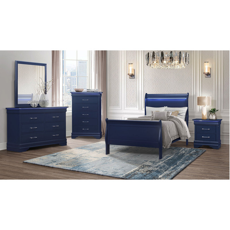 CHARLSTON BLUE FULL 5PC BEDROOM SET