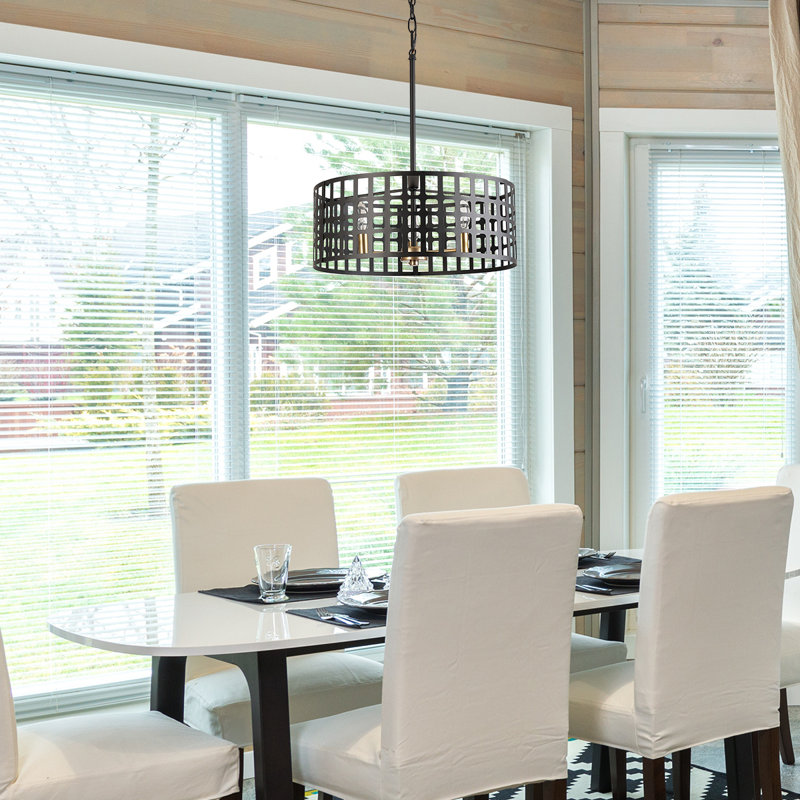 Lustre tambour 3 lumières Stonge, Noir