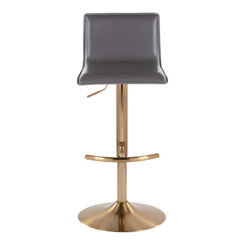 Tabouret de bar ajustable avec repose-pieds arrondi Middlebrook, Doré, Siège gris / cadre doré