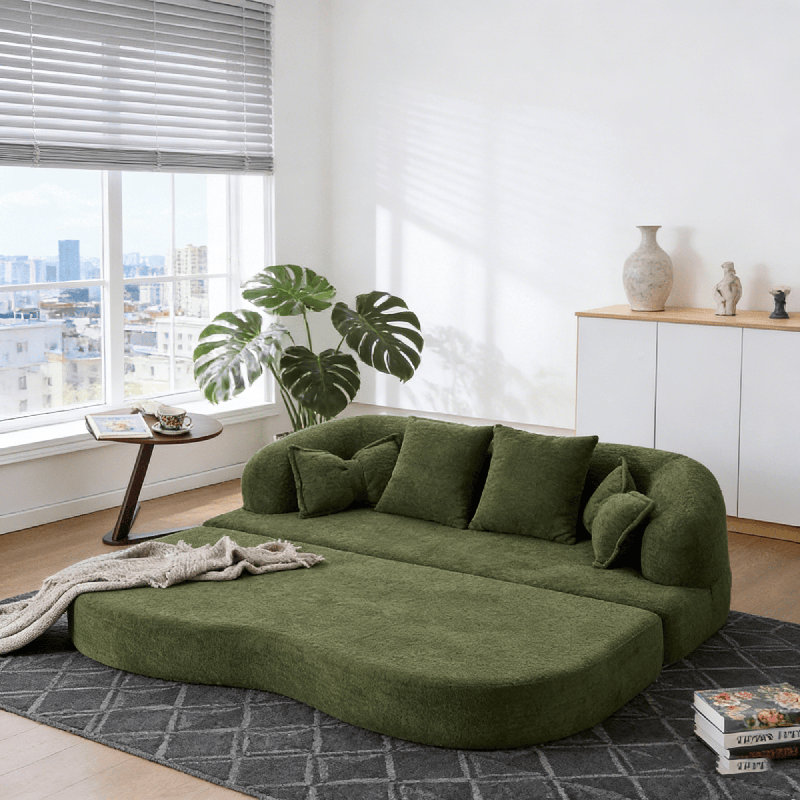 Canapé-lit à compression 70 po - Lit convertible en chenille pour petits espaces , Vert