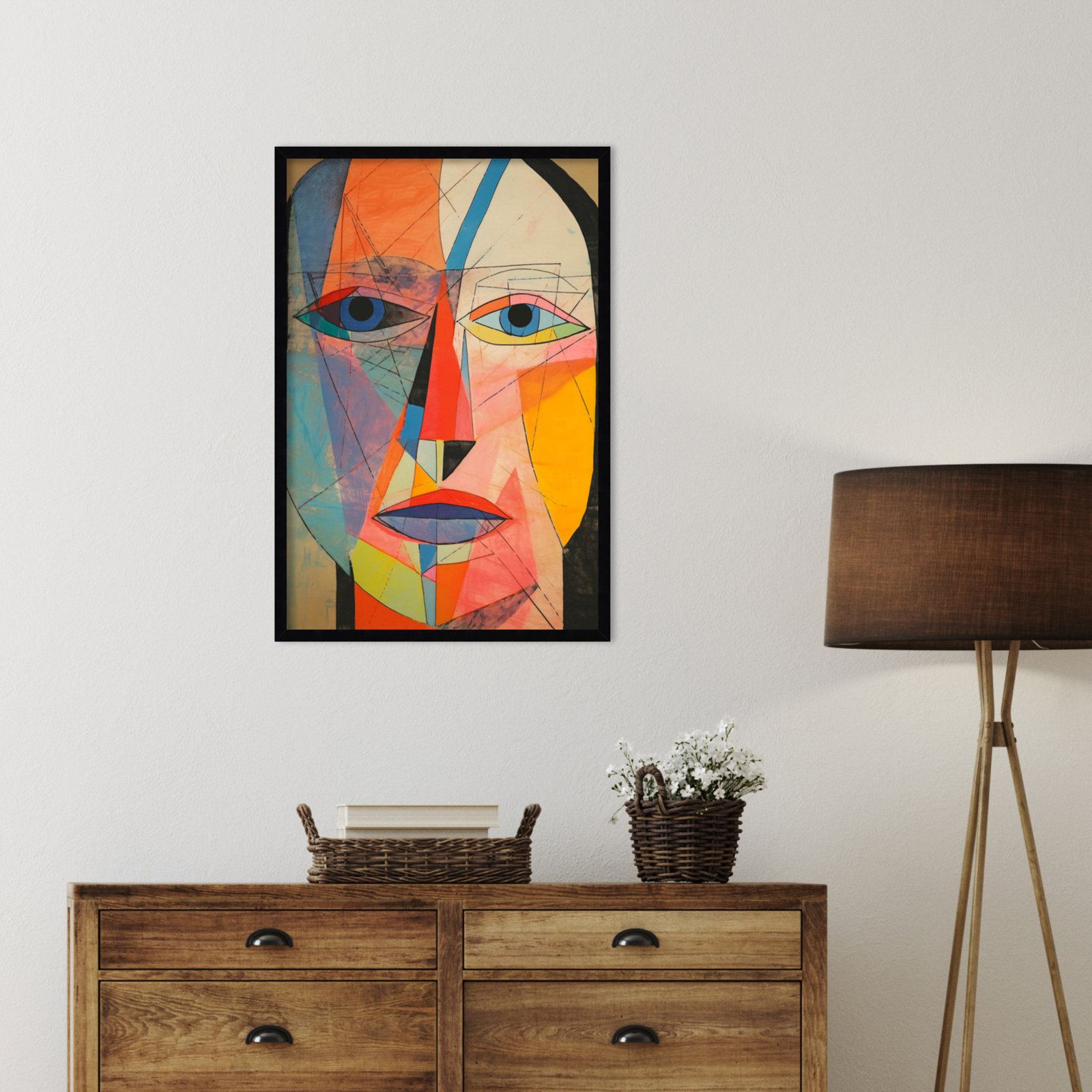 The Face Print by Treechild, 33" H x 23" W, Black