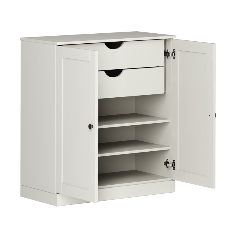 Palace Imports 100% Solid Wood Bathroom Storage Cabinet, Shaker Doors, 2 Drawers, Adjustable Shelves, 32" Wide, 35.75" Tall