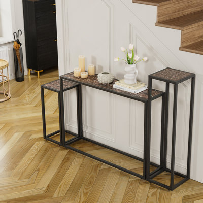 Ensemble trois pièces de consoles étroites, idéal pour les halls d'entrée, les couloirs industriels et les salons, offrant des solutions de rangement polyvalentes.