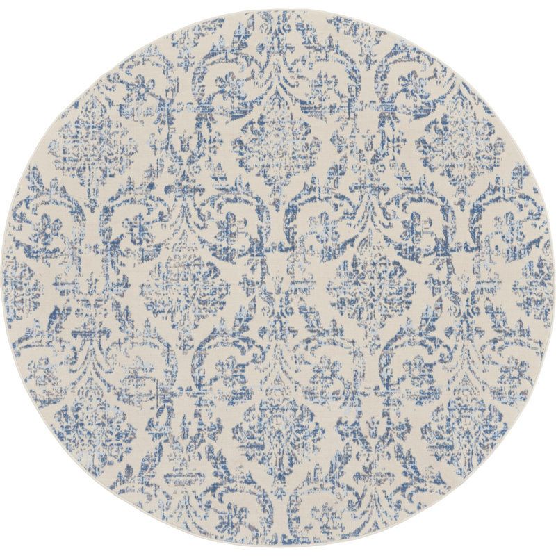 Rosemead Damask Indoor Rug, Round 8'