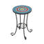 Table d'appoint bleue et noire en céramique avec tablette, pieds en fer, 14 po de diamètre, 21,59 po de hauteur, polyvalente pour divers espaces X H, intempéries