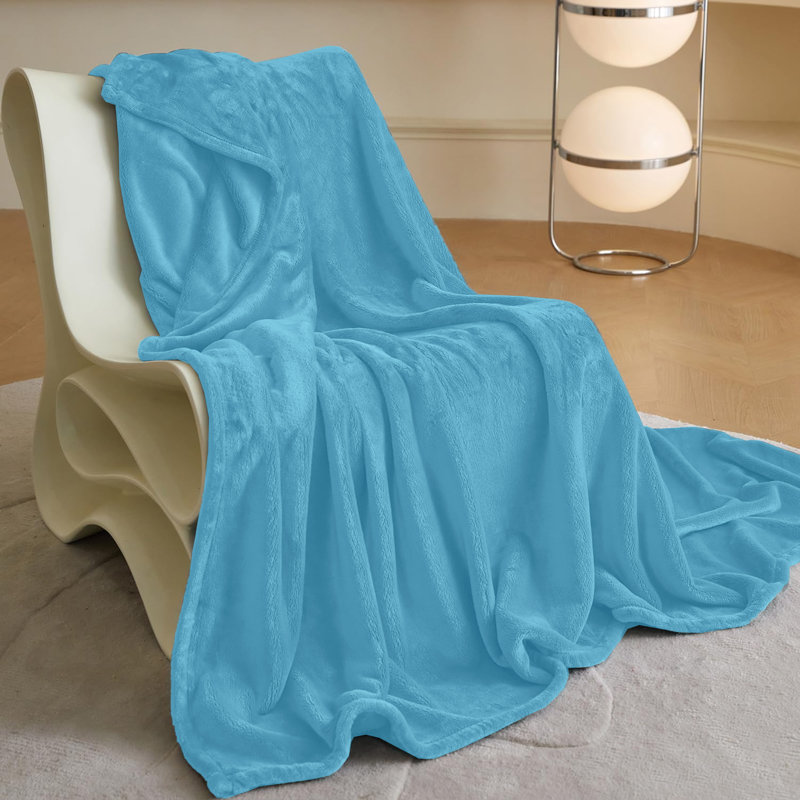  Couverture en molleton doux - Doux, chaud, lit / jeté, Grand (90 x 90), Bleu clair