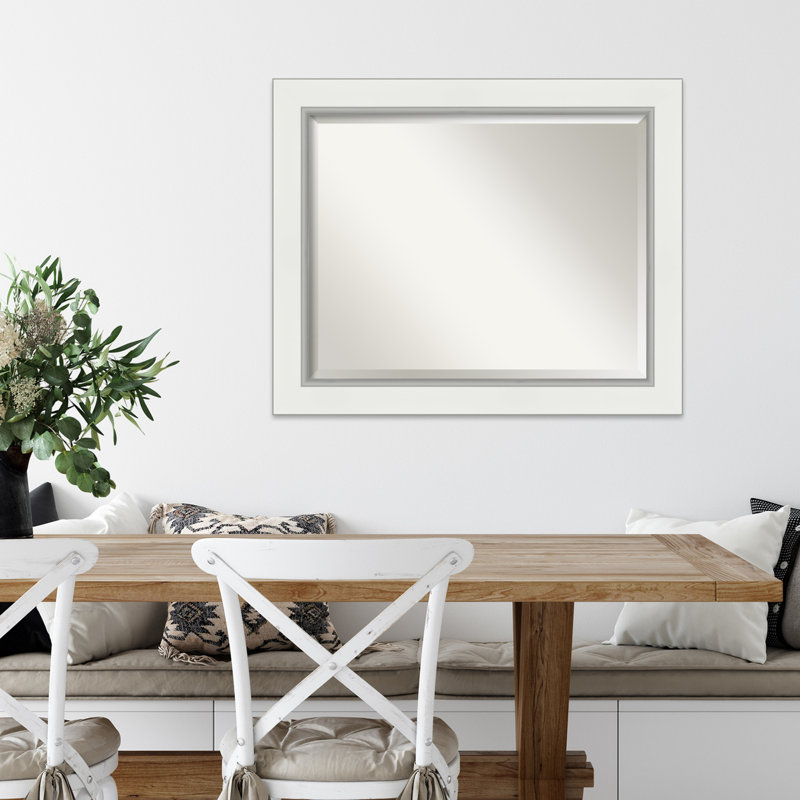 Ahraya Flat Wall Mirror, White, 27.5" x 33.5"