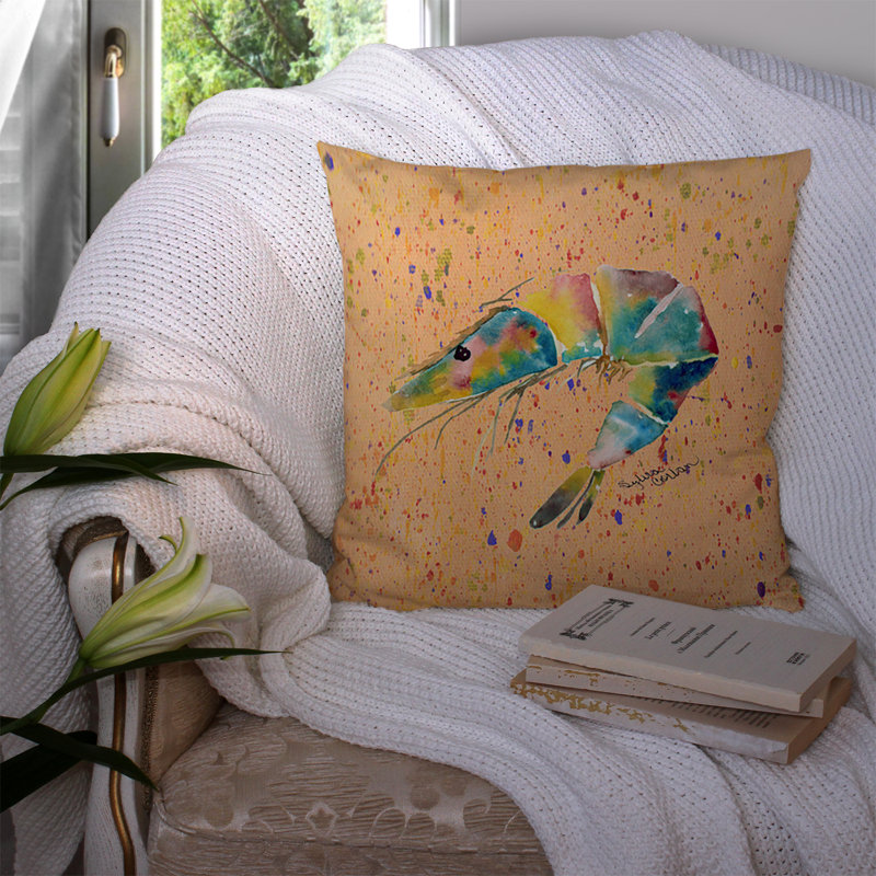 Housse et insert de coussin d'extérieur carré de crevette, Vert / Brun clair