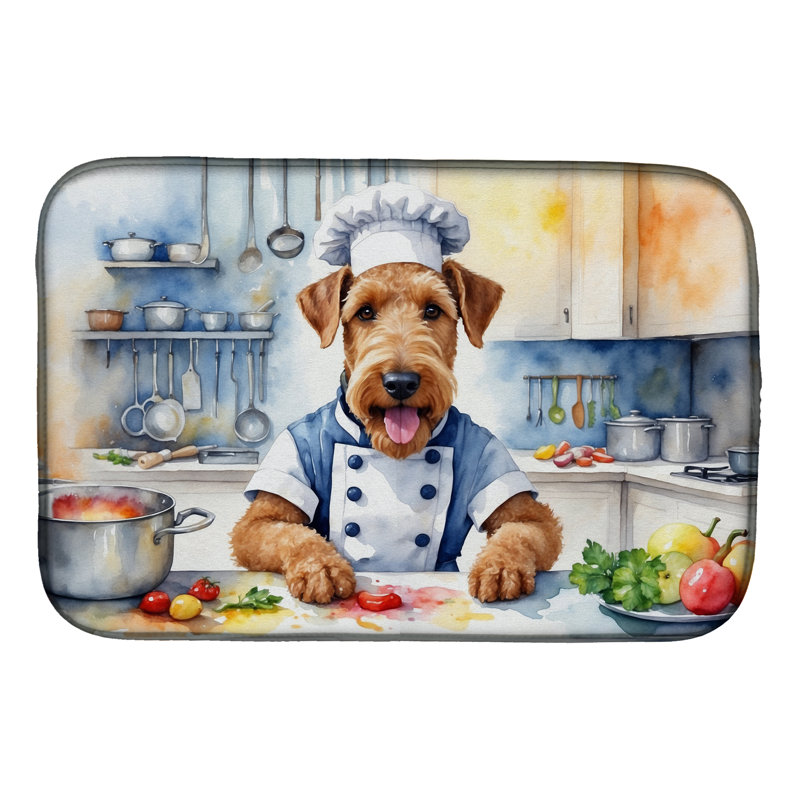 Airedale Terrier The Chef Dish Drying Mat