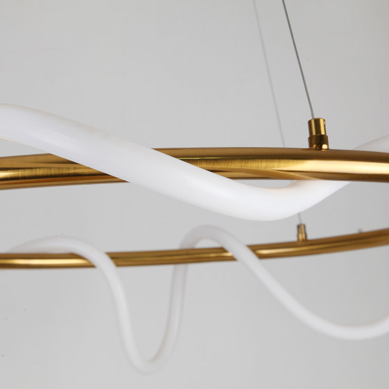 Barre de ruban de style art lustre suspendu à long tuyau avec lustre moderne et créatif 