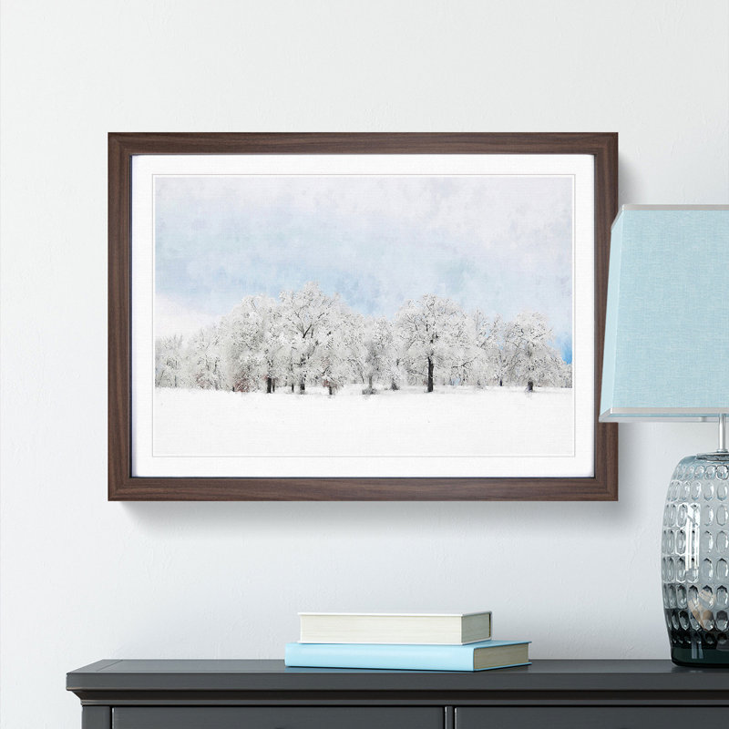 Snow Covered Trees - Picture Frame Painting Print, Walnut Framed, 33cm H x 45cm W x 2cm D