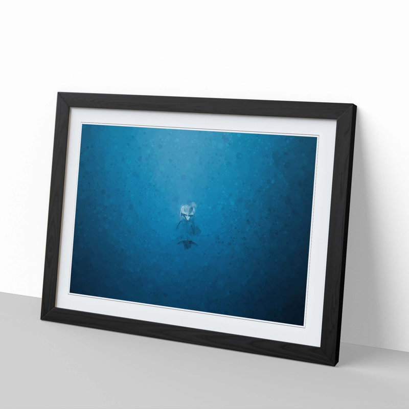 Lone Dolphin in Abstract - Picture Frame Graphic Art Print, 60cm H x 91cm W x 2cm D, Black