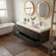 Meuble-lavabo mural moderne avec deux lavabos et quatre tiroirs