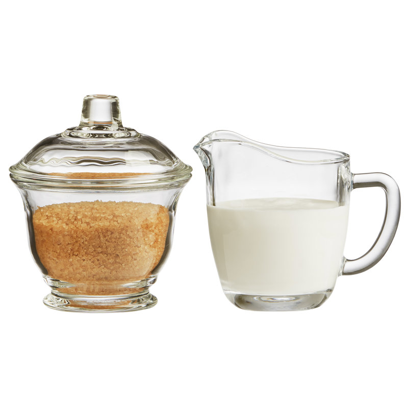 Glass Sugar And Creamer Set with Lid