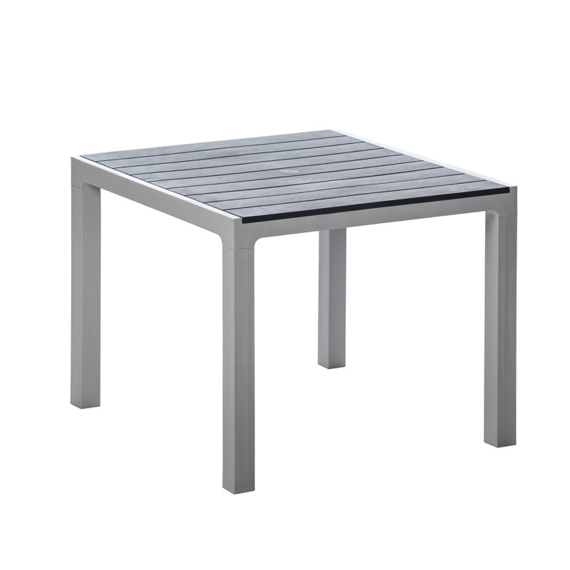 Armbrister Plastic Dining Table, 29.1" H x 35.4" W x 35.4" D, Slate Top/Gray Base