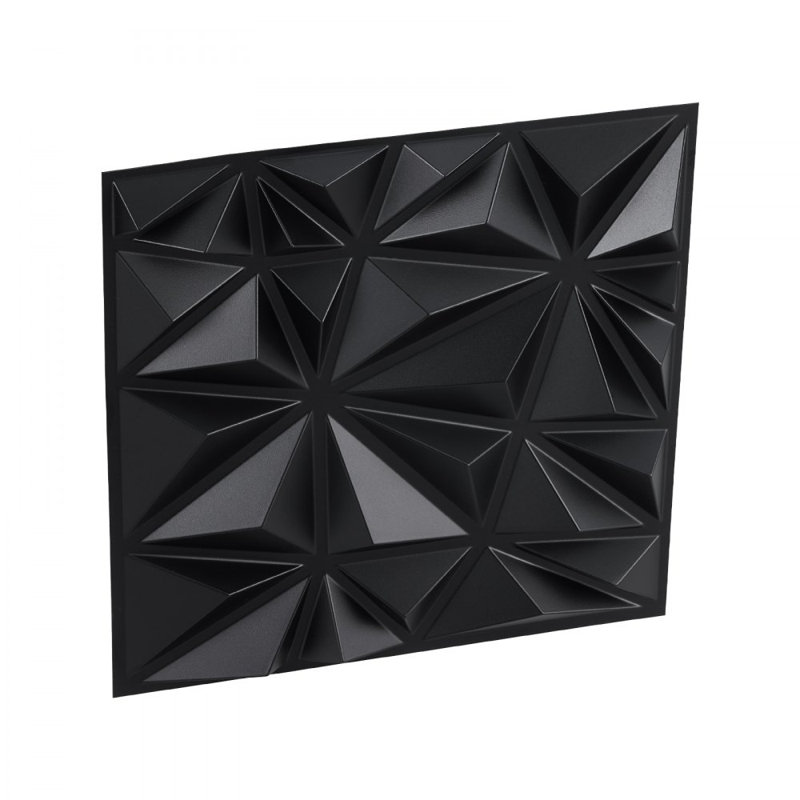 3D Wall Panels 11.81 x 11.81'' PVC 32 Sq.Ft Coverage Diamond, Matte Black