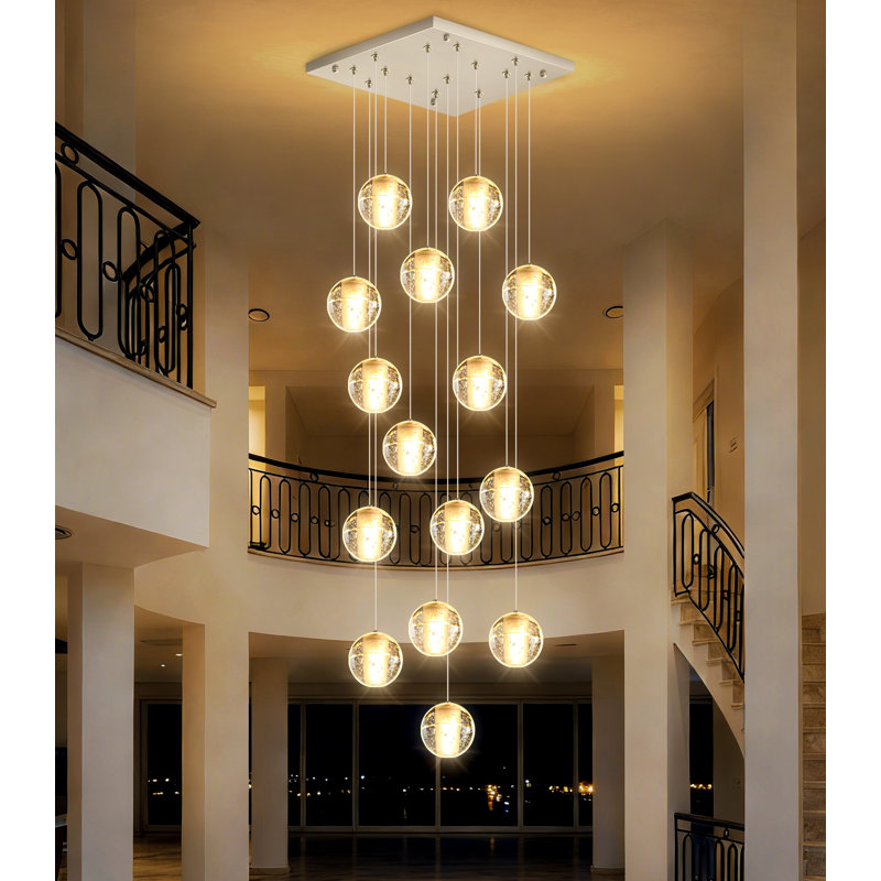 16 Lights Glam Crystal Chandelier Long Light, Silver