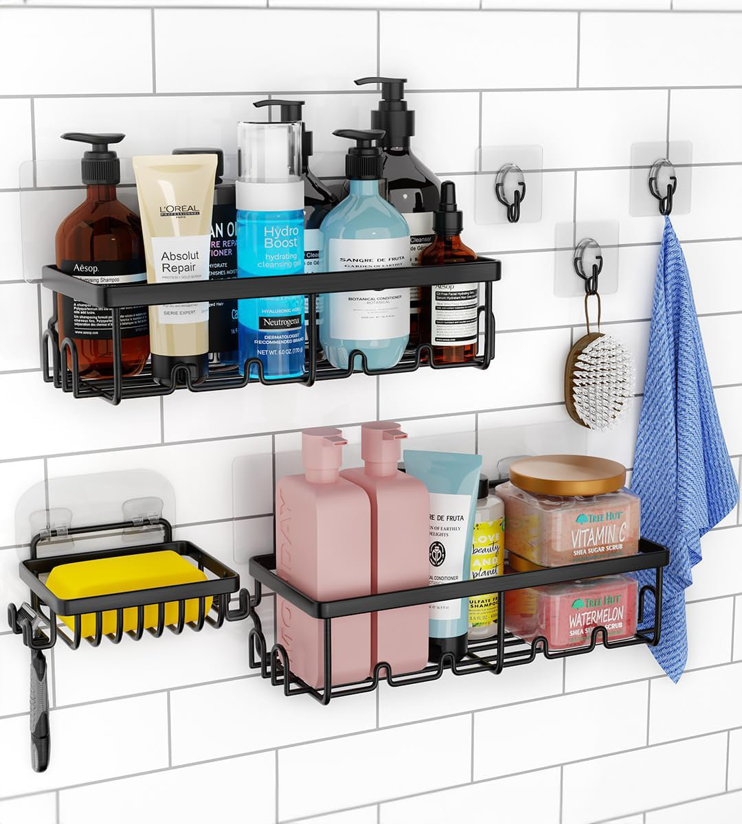 https://assets.wfcdn.com/im/75585484/compr-r85/2654/265490471/shower-caddy-3-pack-shower-organizer-with-20-hooks-3-adhesive-hooks-large-capacitystainless-steel-black-shower-shelves-no-drilling-easy-installation-shower-shelf-for-inside-shower.jpg