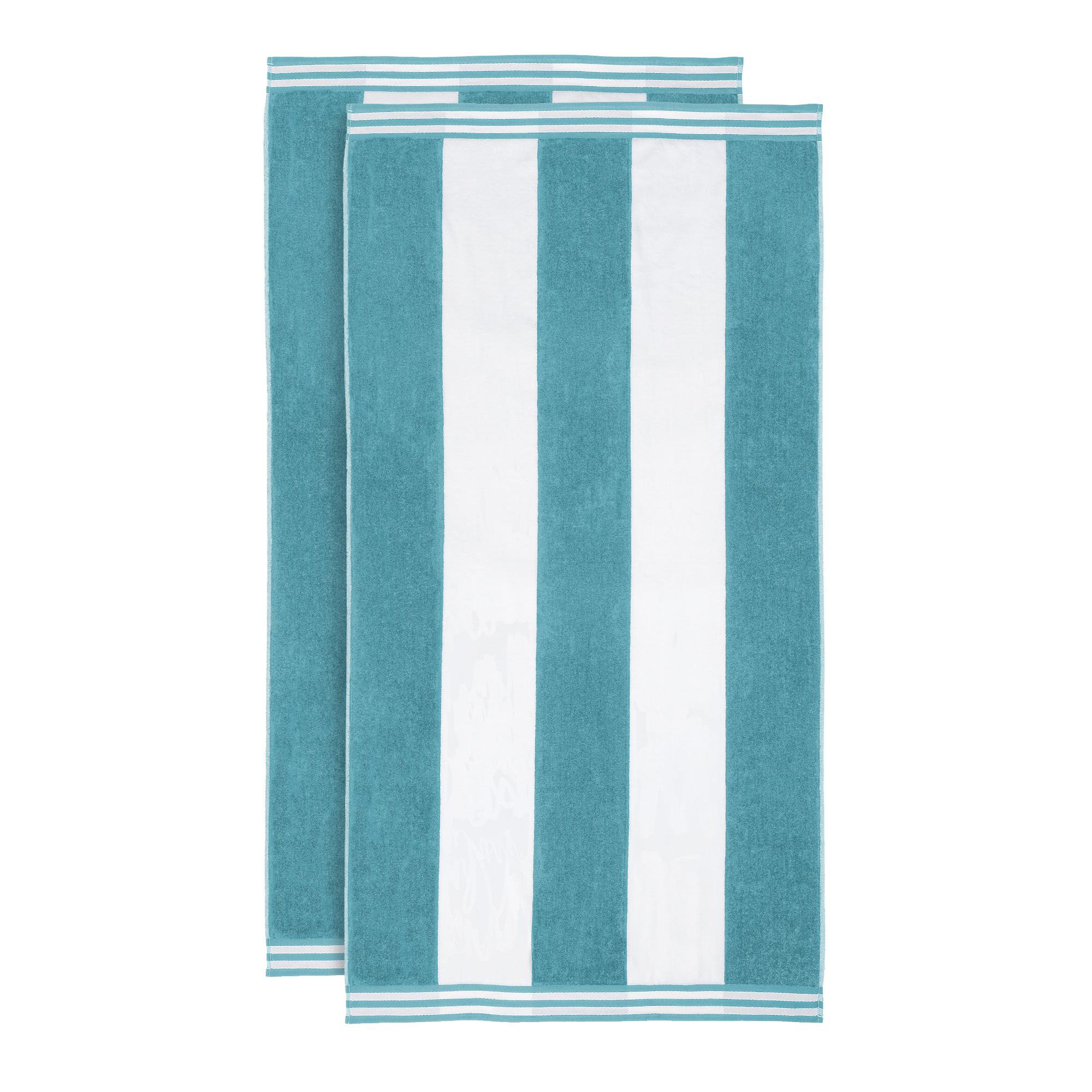 Calheta Cotton Oversized Cabana Stripe Beach Towels, Turquoise, 2