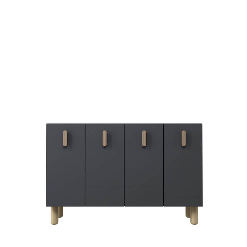 Modern Console Table with Multiple Shelves, Anthracite & Sapphire Oak | 47.2 x 29.5 x 11.6 inches | 100% Melamine Coated Particle Board, Thickness: 0.7 inches | Wall-Mountable Design, Perfect for Living Room & Entryway