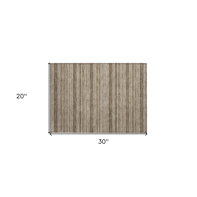 Tapis intérieur / extérieur rayé taupe 2 pi x 3 pi