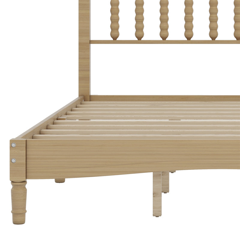 Lit plateforme en bois avec tête de lit en forme de gourde, lit plateforme de style rétro avec support à lattes en bois