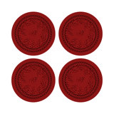 Christmas Berries Vegan Leather Round Pebble Placemat