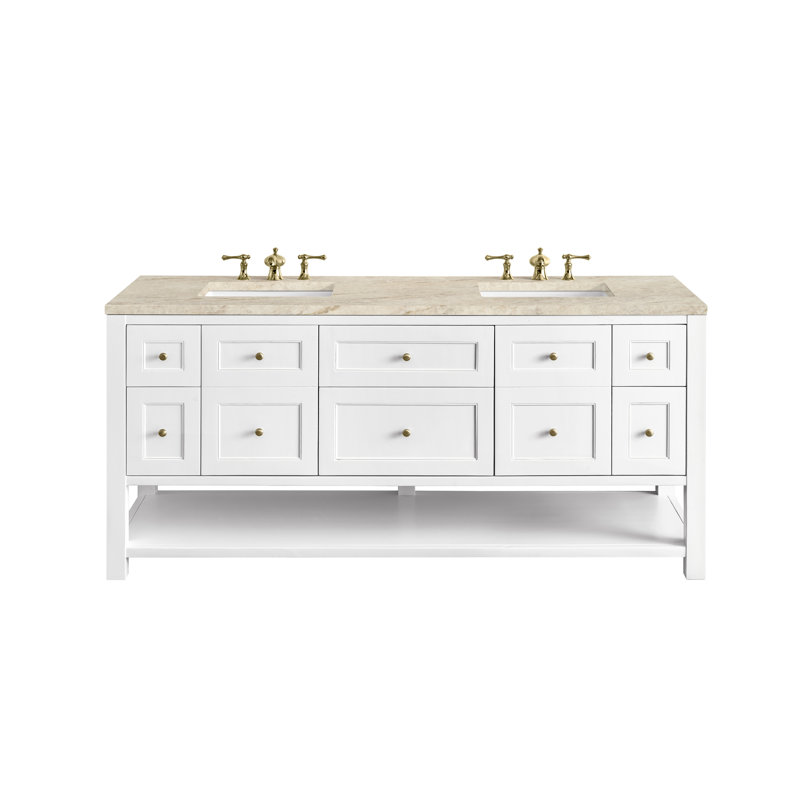 Breckenridge 72'' W Double Vanity, Bright White, 8" Widespread, Tajnar Eclos