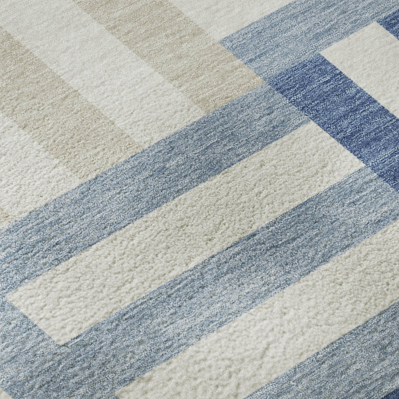 Premium Machine Washable Mayfield AMF2332 Geometric Rug, Navy, 10' x 14'