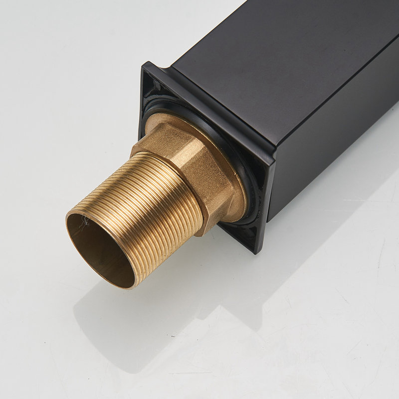 Robinet pour salle de bain à poignée simple avec drain, Noir mat