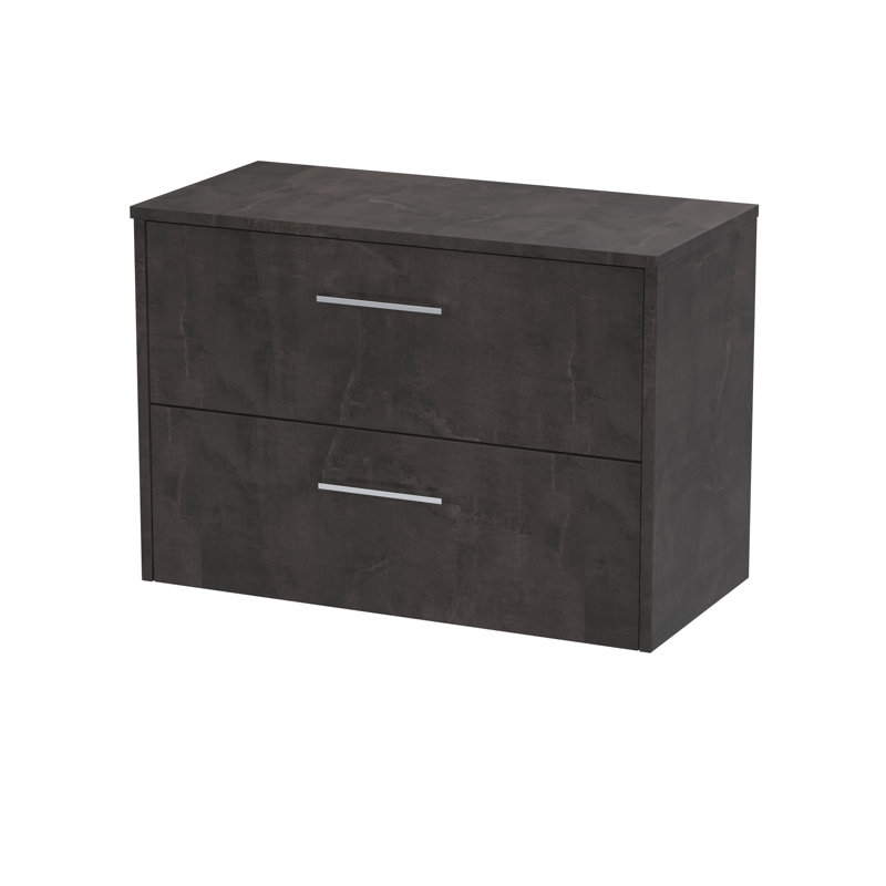 Juno 80m Wall Mounted Single Bathroom Vanity Base Only, Metallic Slate