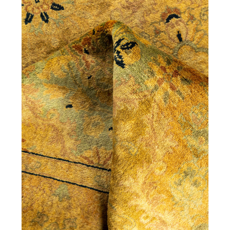 Overdyed Hand-Knotted Wool Modern-Contemporary Yellow Area Rug 2' 8" x 4' 6"
