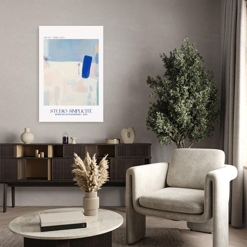 Doux bleu abstrait abstrait, impression d'art mural minimaliste contemporain, 36" H x 24" W