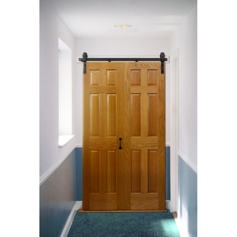 Bi-Fold Sliding Standard Single Track Barn Door Hardware Kit (Door Not Included), 48 in.