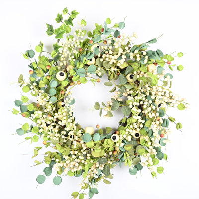 Handcrafted Faux 22'' Everyday Eucalyptus Berry Wreath