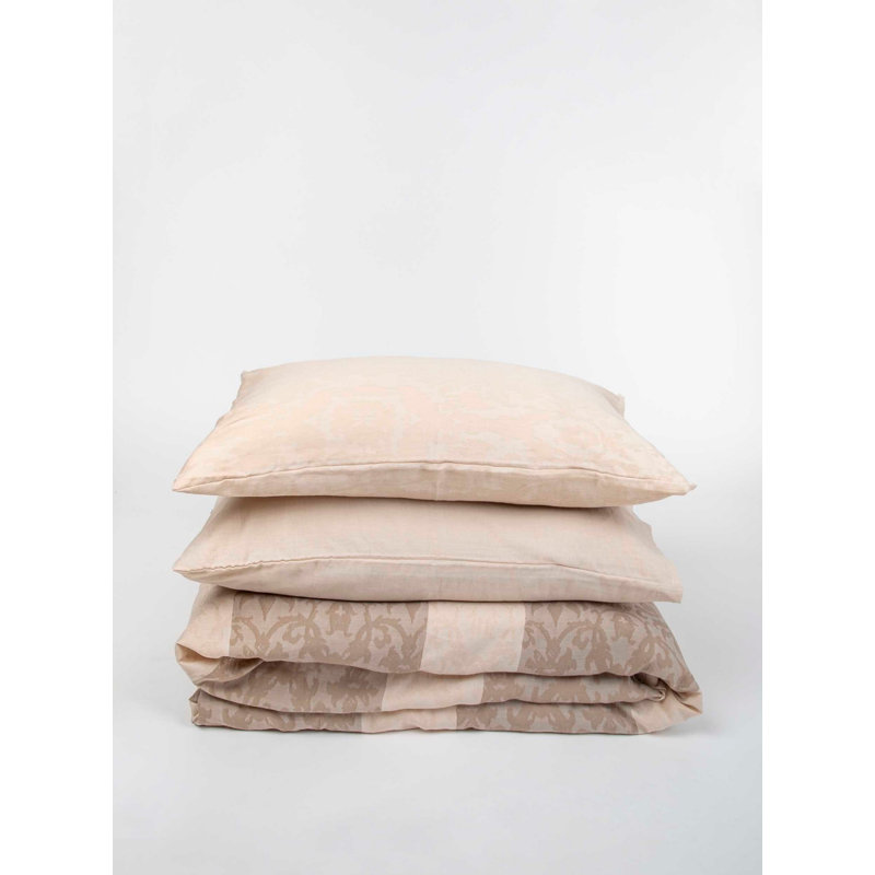 Ensemble de housse de couette 100% coton beige / brun Beale 4 pièces