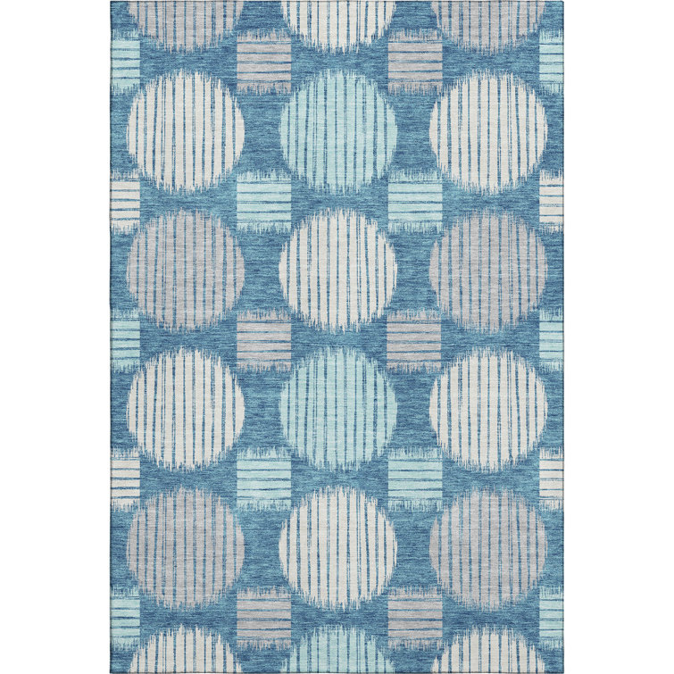 Premium Machine Washable Prisco Teal Rug