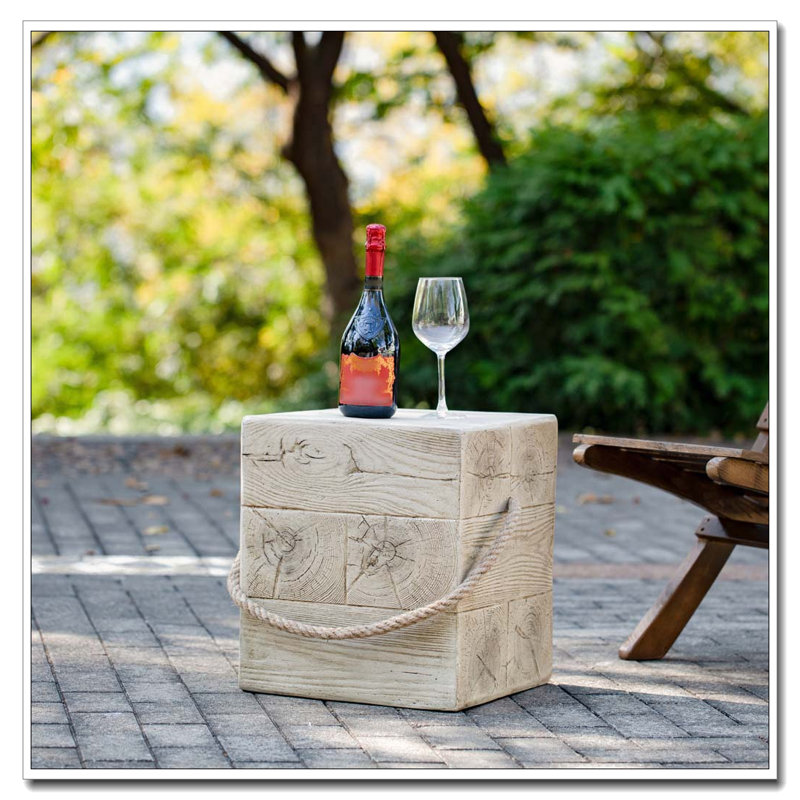 Outdoor Wood Grain Square MGO Side Table, Wood