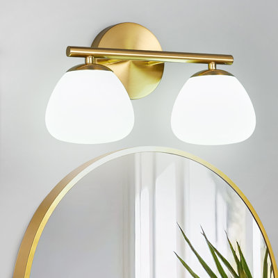 Applique murale moderne pour salle de bain avec miroir et abat-jour en verre laiteux