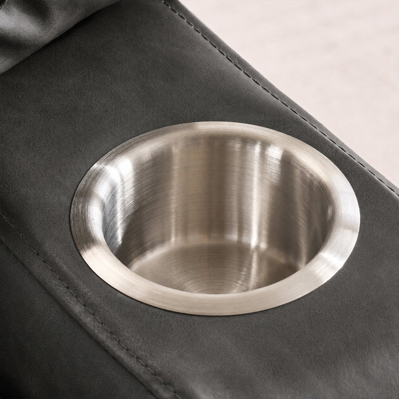 Fauteuil inclinable manuel avec porte-gobelets en acier inoxydable, glissement en cuir végétalien gravity, noir
