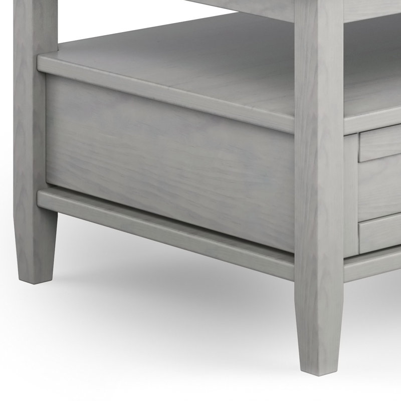 Fog Gray Solid Wood Coffee Table with Storage