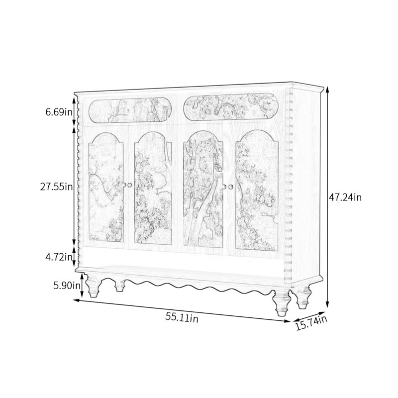 Armoire de rangement française pour chaussures, Noyer