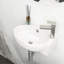 Lavabo de salle de bain mural en céramique, 16 po x 11 po, blanc, lisse, aux taches et aux acides, fixation blanche moderne, rebord à teinture